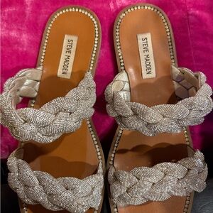 Steve Madden Women's Braided Sandals - Metallic Silver